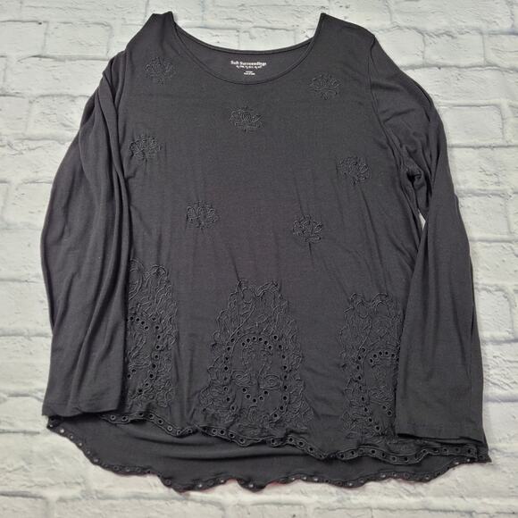 Soft Surroundings Black Embroidered Tunic size Large - Picture 4 of 10